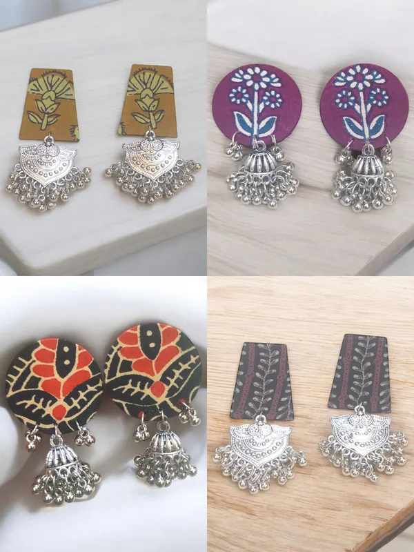 Multicolor_Handmade_Hand_Crafted_Earrings_For_Woman_And_Girls_(Pack_Of_4)