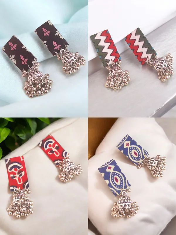 Multicolor_Handmade_Hand_Crafted_Earrings_For_Woman_And_Girls_(Pack_Of_4)