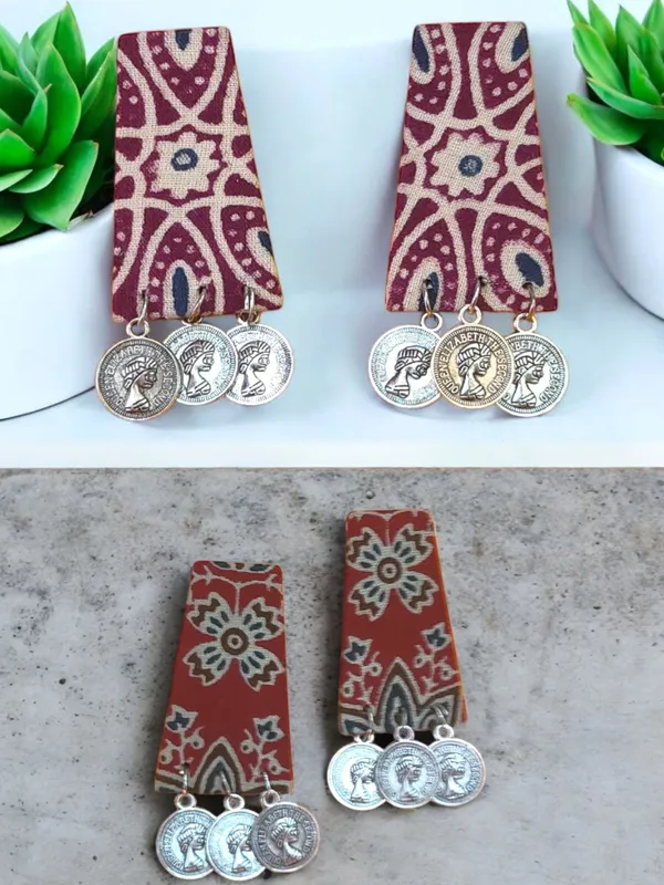 Fabric_Handmade_Danglers_With_Coins_For_Women_(Pack_Of_2)