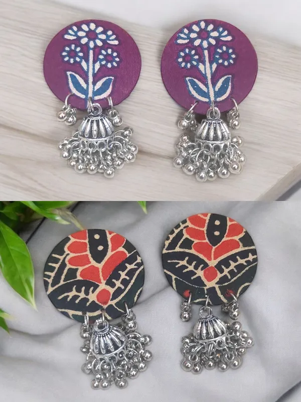 Flower_Print_Fabric_Handmade_Combo_Earrings_With_Jhumka_For_Women_(Pack_Of_2)