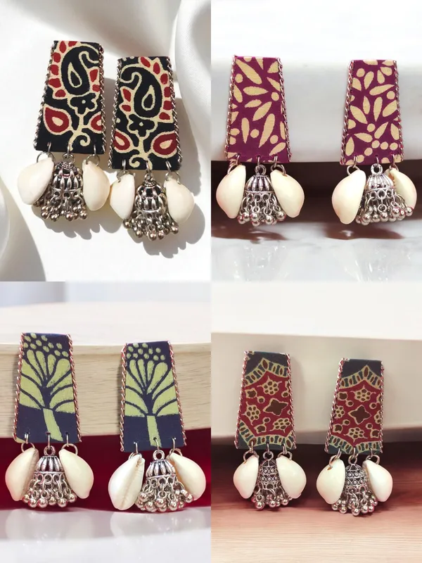Multicolor_Handmade_Hand_Crafted_Earrings_For_Woman_And_Girls_(Pack_Of_4)