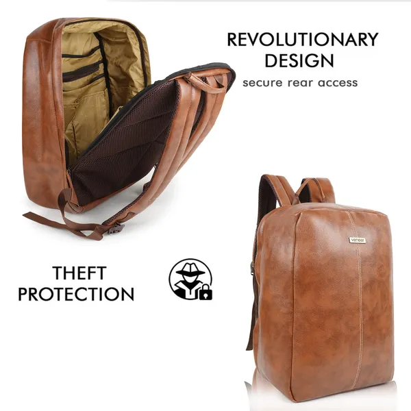 Tan_Vegan_Leather_Laptop_Backpack,_Anti-Theft_Travel_Backpack,_Business_School_Bookbag_For_Men_&_Women_Fit_15.6_Inches_Laptop
