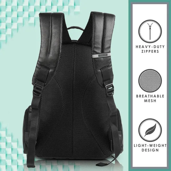 Black_Synthetic_Vegan_Leather_22L_Casual_Laptop_Trendy_Travel_Shoulder_Mini_School|Office|College_Daytrip_Backpack_For_Unisex
