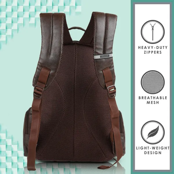 Brown_Synthetic_Vegan_Leather_22L_Casual_Laptop_Trendy_Travel_Shoulder_Mini_School|Office|College_Daytrip_Backpack_For_Unisex