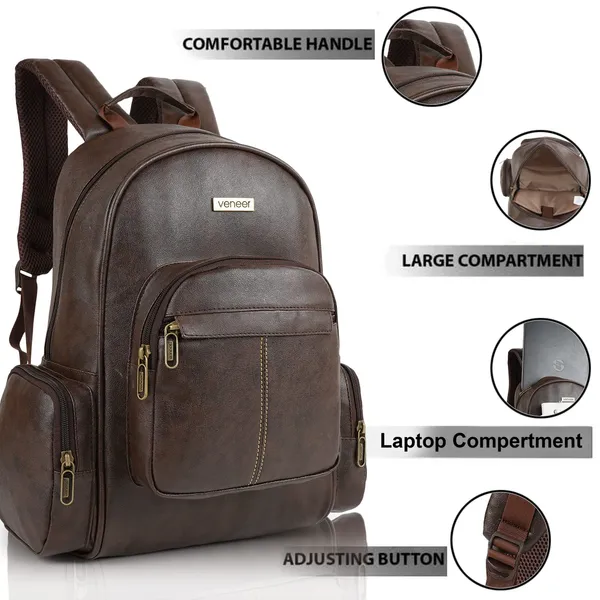 Brown_Synthetic_Vegan_Leather_22L_Casual_Laptop_Trendy_Travel_Shoulder_Mini_School|Office|College_Daytrip_Backpack_For_Unisex