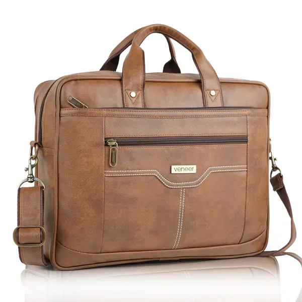 Tan_Synthetic_Leather_Casual_Office_Laptop15.6_Inch/College/Daytrip/Business_Briefcase_Water_Resistant_Shoulder_Crossbody_Messenger_Bag_For_Unisex