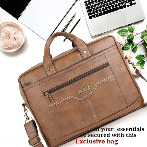 Tan_Synthetic_Leather_Casual_Office_Laptop15.6_Inch/College/Daytrip/Business_Briefcase_Water_Resistant_Shoulder_Crossbody_Messenger_Bag_For_Unisex