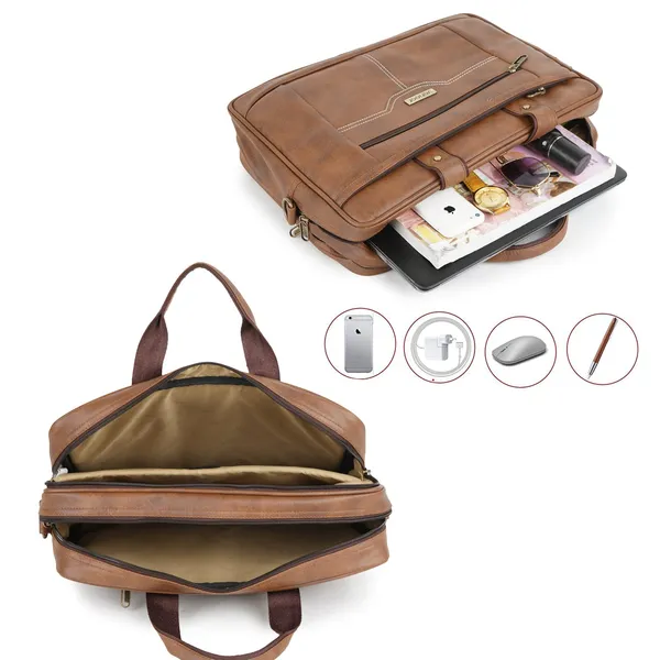 Tan_Synthetic_Leather_Casual_Office_Laptop15.6_Inch/College/Daytrip/Business_Briefcase_Water_Resistant_Shoulder_Crossbody_Messenger_Bag_For_Unisex