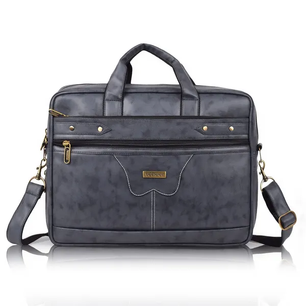 Grey_Men'S_15.6_Inch_Waterproof_Synthetic_Leather_Computer_Laptop_Messenger_Bag_Briefcase_Satchel_Shoulder_Bag