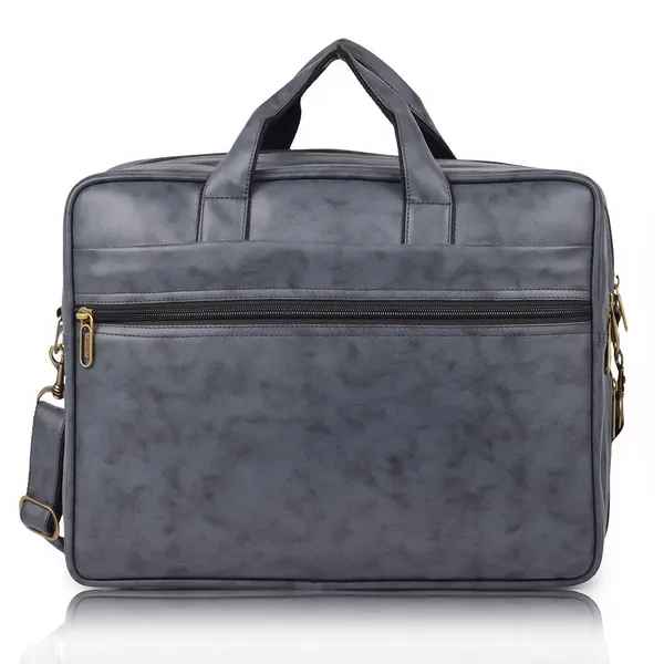 Grey_Men'S_15.6_Inch_Waterproof_Synthetic_Leather_Computer_Laptop_Messenger_Bag_Briefcase_Satchel_Shoulder_Bag