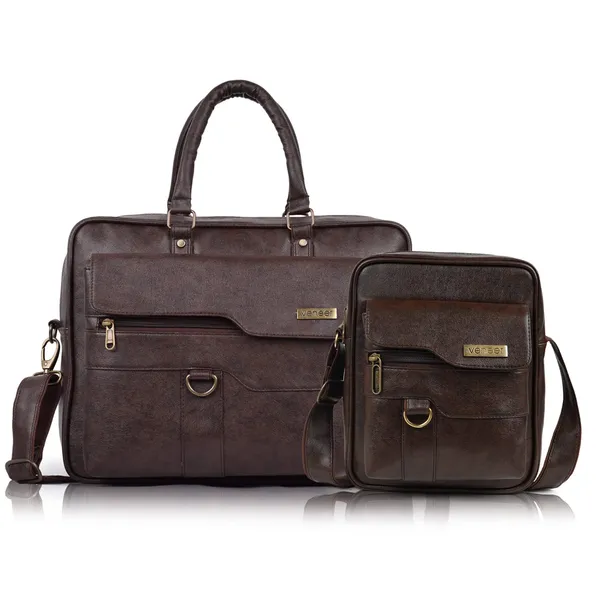 Premium_Brown_Vegan_Leather_Laptop_Messenger_Set_–_2-Piece_Office_&_Travel_Bags