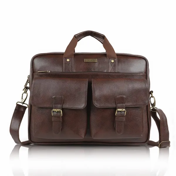 Brown_Vegan_Leather_15.6_Inch_Laptop_Messenger_Bag|Padded_Laptop_Compartment|Office_Bag|Casual_Shoulder_Crossbody_Combo_Sling_Bag_And_Messenger_Bag_For_Men