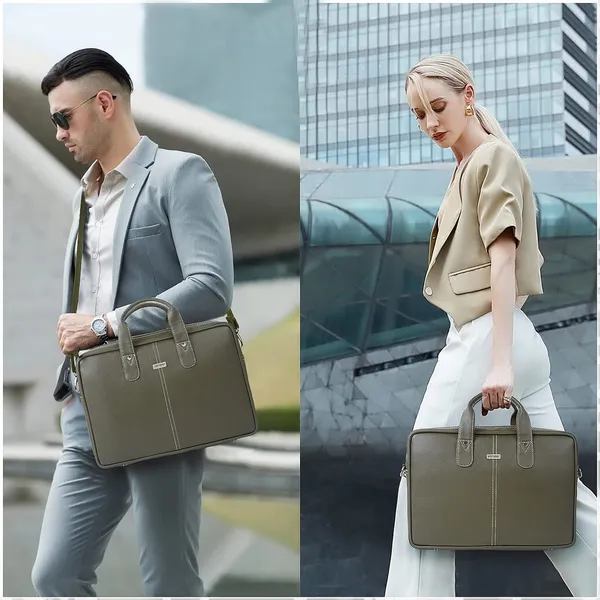 Green_Vegan_Leather_Casual_Medium_Laptop_Crossbody_Office|College|Business_Briefcase_Mesenger_Bag_For_Unisex