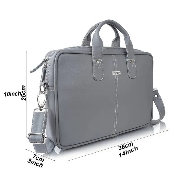 Grey_Vegan_Leather_Casual_Medium_Laptop_Crossbody_Office|College|Business_Briefcase_Mesenger_Bag_For_Unisex