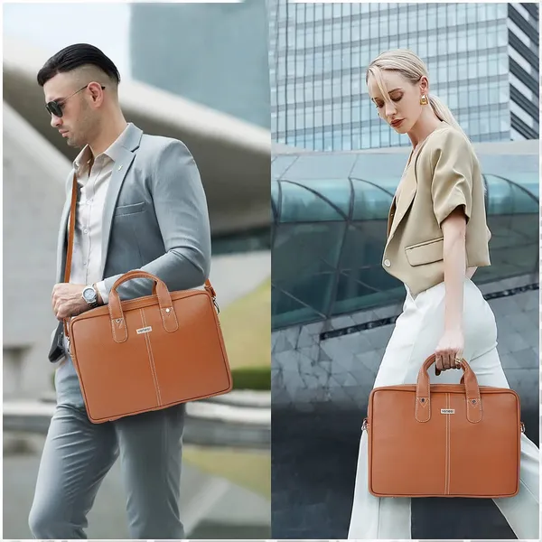 Tan_Vegan_Leather_Casual_Medium_Laptop_Crossbody_Office|College|Business_Briefcase_Mesenger_Bag_For_Unisex