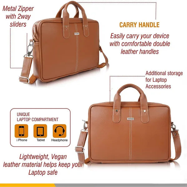 Tan_Vegan_Leather_Casual_Medium_Laptop_Crossbody_Office|College|Business_Briefcase_Mesenger_Bag_For_Unisex
