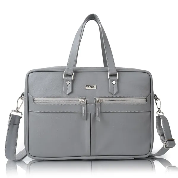 Grey_Vegan_Leather_Laptop_15.6_Inch,_Business_Briefcase,Crossbody_Messenger_Shoulder_Bag_Durable_Office_Bag_For_Women