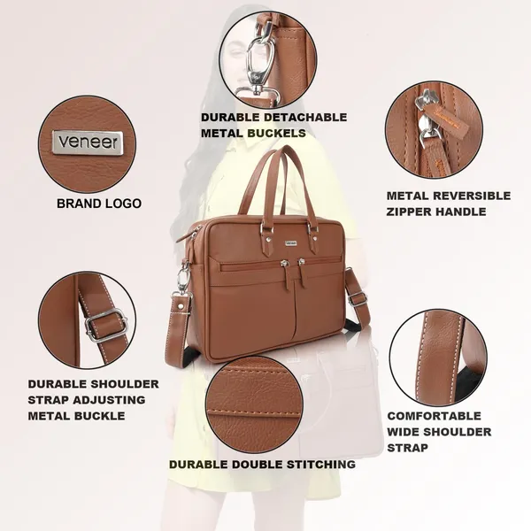 Tan_Vegan_Leather_Laptop_15.6_Inch,_Business_Briefcase,Crossbody_Messenger_Shoulder_Bag_Durable_Office_Bag_For_Women