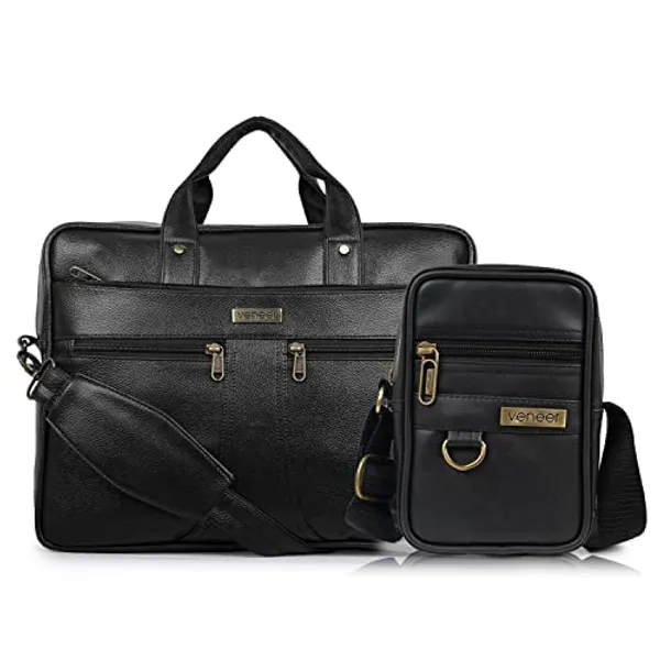 Black_Premium_Vegan_Leather_15.6_Inch_Laptop_Messenger_Office_Bag_With_Crossbody_Slingbag_Business_Briefcase_For_Men_(Pack_Of-02)