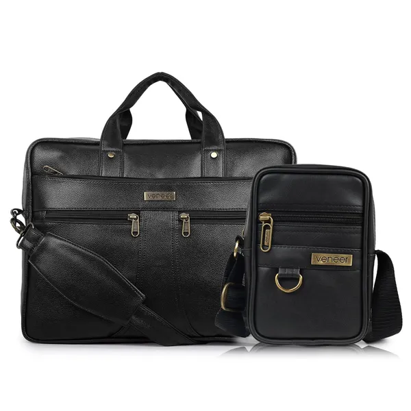 Black_Premium_Vegan_Leather_15.6_Inch_Laptop_Messenger_Office_Bag_With_Crossbody_Slingbag_Business_Briefcase_For_Men_(Pack_Of-02)