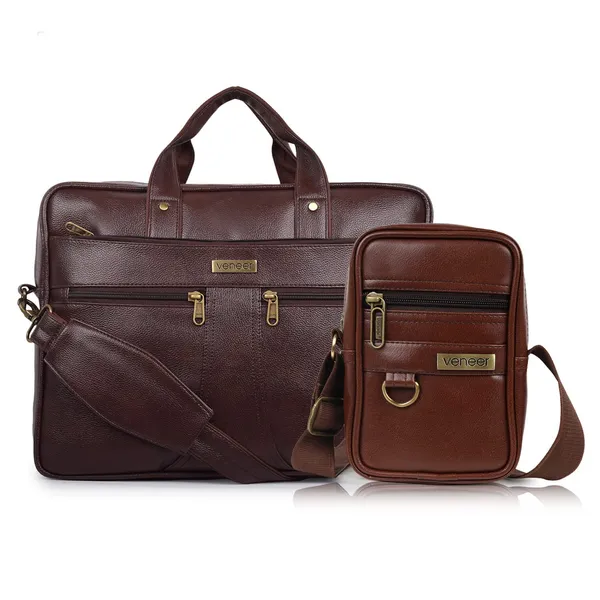 Brown_Premium_Vegan_Leather_15.6_Inch_Laptop_Messenger_Office_Bag_With_Crossbody_Slingbag_Business_Briefcase_For_Men_(Pack_Of-02)