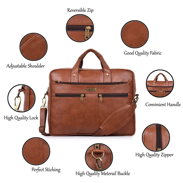 Tan_Premium_Vegan_Leather_15.6_Inch_Laptop_Messenger_Office_Bag_With_Crossbody_Slingbag_Business_Briefcase_For_Men_(Pack_Of-02)