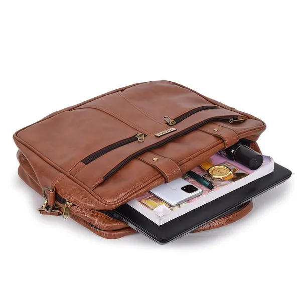 Tan_Premium_Vegan_Leather_15.6_Inch_Laptop_Messenger_Office_Bag_With_Crossbody_Slingbag_Business_Briefcase_For_Men_(Pack_Of-02)