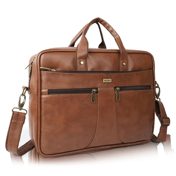 Tan_Laptop_Bag_15.6_Inch,_Vegan_Leather_Business_Briefcase_For_Men_Women,Water_Resistant_Messenger_Shoulder_Bag_Durable_Office_Bag,_For_Computer/Notebook/Macbook
