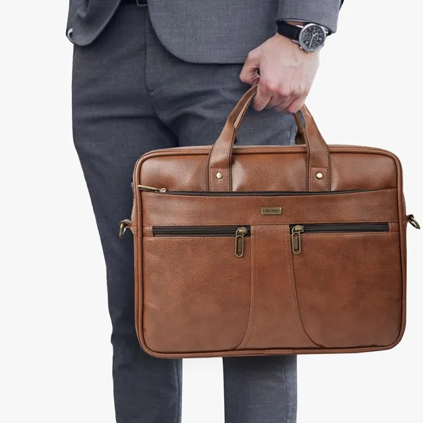 Tan_Laptop_Bag_15.6_Inch,_Vegan_Leather_Business_Briefcase_For_Men_Women,Water_Resistant_Messenger_Shoulder_Bag_Durable_Office_Bag,_For_Computer/Notebook/Macbook