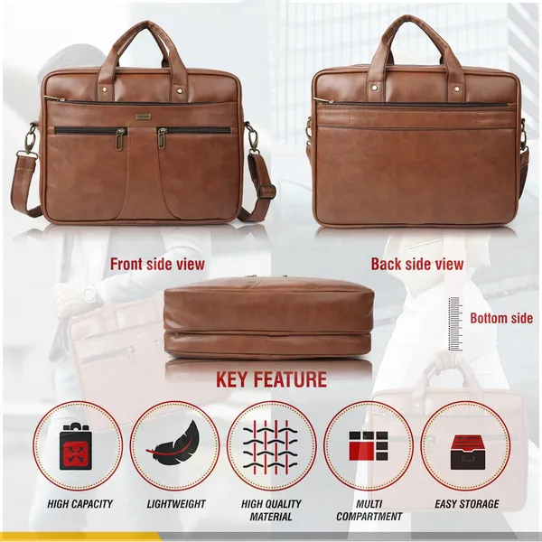 Tan_Laptop_Bag_15.6_Inch,_Vegan_Leather_Business_Briefcase_For_Men_Women,Water_Resistant_Messenger_Shoulder_Bag_Durable_Office_Bag,_For_Computer/Notebook/Macbook