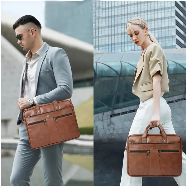 Tan_Laptop_Bag_15.6_Inch,_Vegan_Leather_Business_Briefcase_For_Men_Women,Water_Resistant_Messenger_Shoulder_Bag_Durable_Office_Bag,_For_Computer/Notebook/Macbook