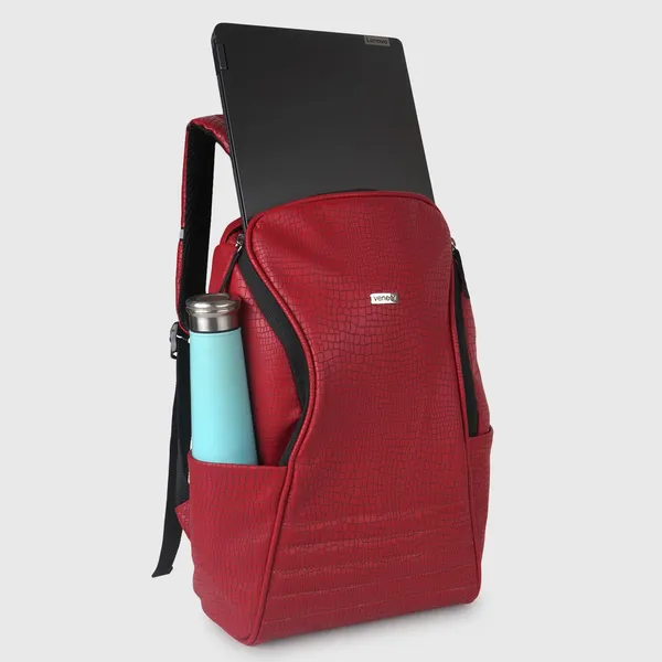 Red_Vegan_Leather_Casual_Laptop_Backpack_For_College_&_Office