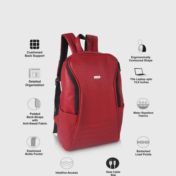 Red_Vegan_Leather_Casual_Laptop_Backpack_For_College_&_Office