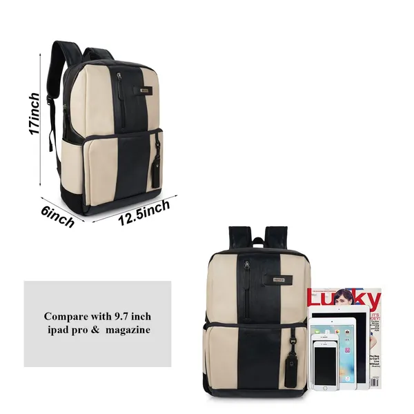 Cream_Stylish_40_Litre_Vegan_Leather_Unique_Design_Shoulder_Office_College_Business_Water_Resistance_Backpack_For_Unisex