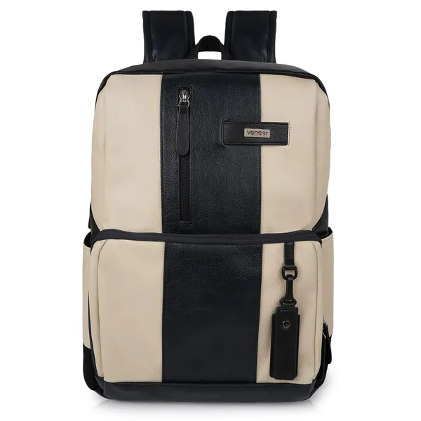 Cream_Stylish_40_Litre_Vegan_Leather_Unique_Design_Shoulder_Office_College_Business_Water_Resistance_Backpack_For_Unisex