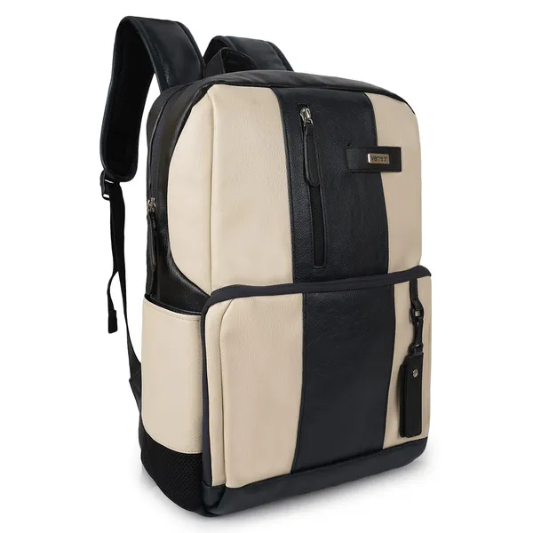 Cream_Stylish_40_Litre_Vegan_Leather_Unique_Design_Shoulder_Office_College_Business_Water_Resistance_Backpack_For_Unisex