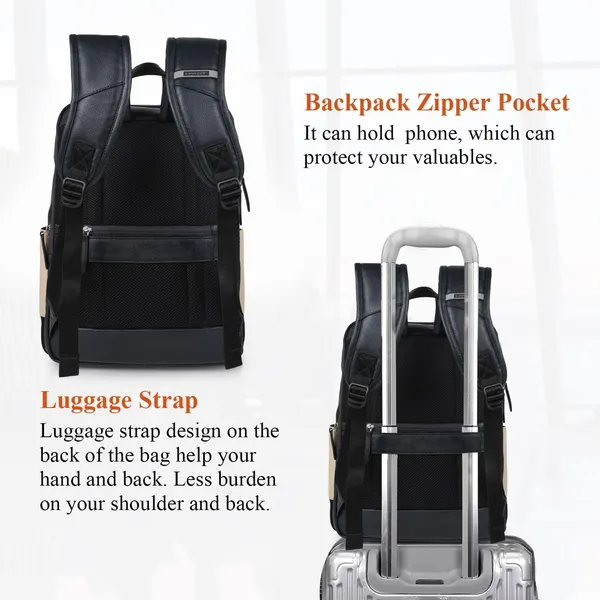 Cream_Stylish_40_Litre_Vegan_Leather_Unique_Design_Shoulder_Office_College_Business_Water_Resistance_Backpack_For_Unisex