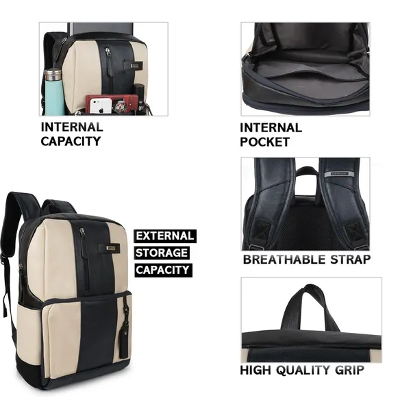 Cream_Stylish_40_Litre_Vegan_Leather_Unique_Design_Shoulder_Office_College_Business_Water_Resistance_Backpack_For_Unisex
