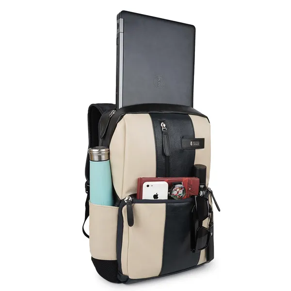 Cream_Stylish_40_Litre_Vegan_Leather_Unique_Design_Shoulder_Office_College_Business_Water_Resistance_Backpack_For_Unisex