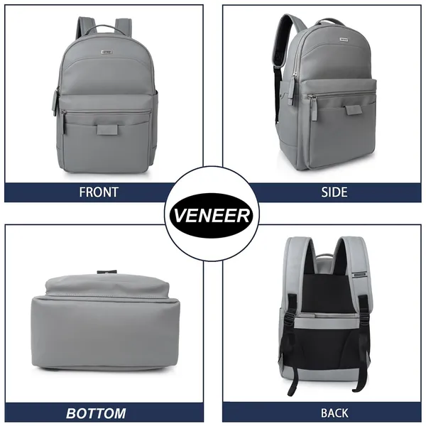Grey_Classy_35_Litre_Vegan_Leather_Unique_Design_Shoulder_Office_College_Business_Daytrip_Backpack_For_Unisex
