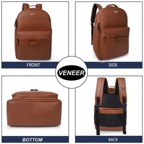 Tan_Classy_35_Litre_Vegan_Leather_Unique_Design_Shoulder_Office_College_Business_Daytrip_Backpack_For_Unisex
