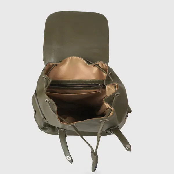 Green_Casual_Vegan_Leather_Travel_Hiking_Trip_Trekking_Camping_Water_Resistant_Work_Ykk_Zippers_Backpack_For_Unisex