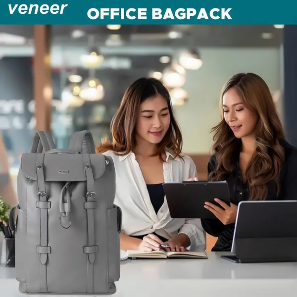 Grey_Casual_Vegan_Leather_Travel_Hiking_Trip_Trekking_Camping_Water_Resistant_Work_Ykk_Zippers_Backpack_For_Unisex