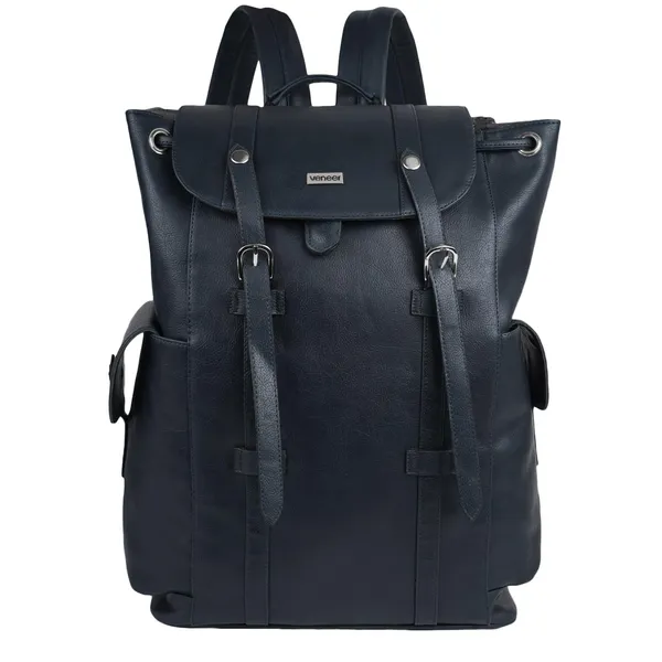 Navy_Blue_Casual_Vegan_Leather_Travel_Hiking_Trip_Trekking_Camping_Water_Resistant_Work_Ykk_Zippers_Backpack_For_Unisex