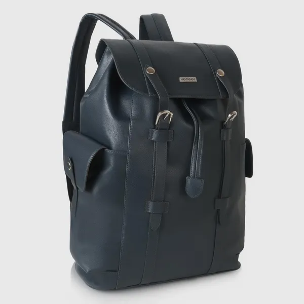 Navy_Blue_Casual_Vegan_Leather_Travel_Hiking_Trip_Trekking_Camping_Water_Resistant_Work_Ykk_Zippers_Backpack_For_Unisex