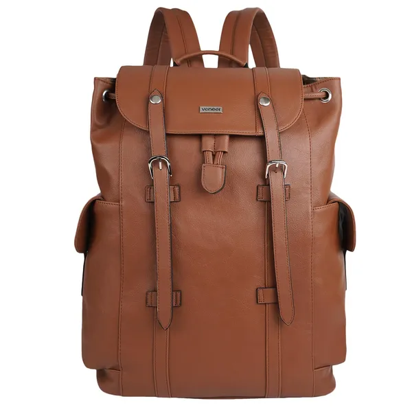 Tan_Casual_Vegan_Leather_Travel_Hiking_Trip_Trekking_Camping_Water_Resistant_Work_Ykk_Zippers_Backpack_For_Unisex