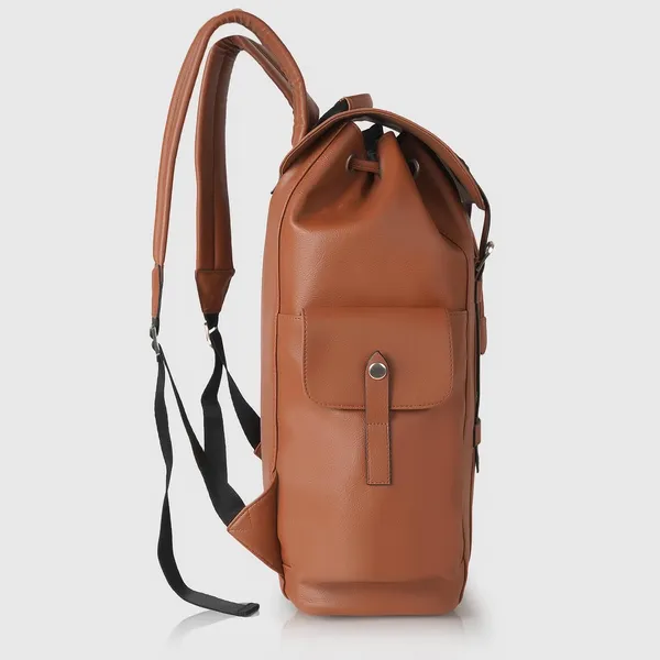 Tan_Casual_Vegan_Leather_Travel_Hiking_Trip_Trekking_Camping_Water_Resistant_Work_Ykk_Zippers_Backpack_For_Unisex