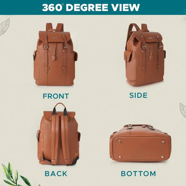 Tan_Casual_Vegan_Leather_Travel_Hiking_Trip_Trekking_Camping_Water_Resistant_Work_Ykk_Zippers_Backpack_For_Unisex