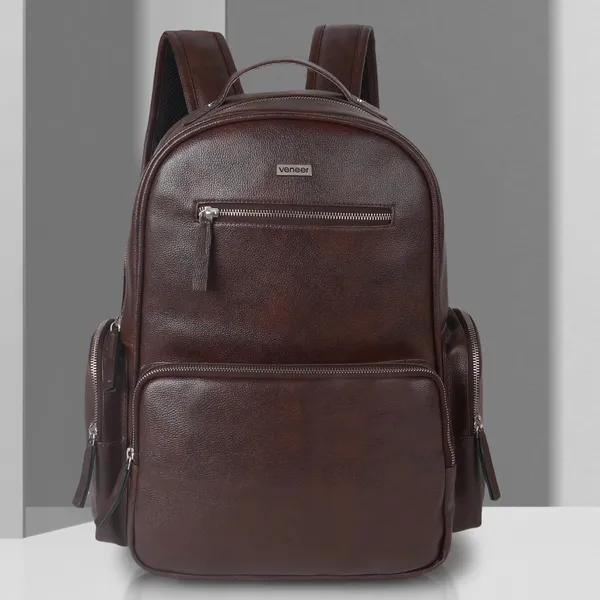 Brown_Casual_Vegan_Leather_Travel_Office_College_Laptop_15.6_Inch_Ykk_Zippers_Water_Resistant_Backpack_For_Unisex