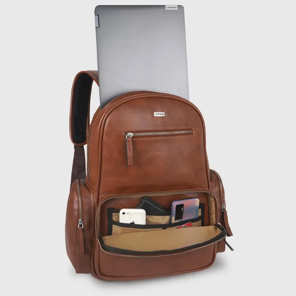 Tan_Casual_Vegan_Leather_Travel_Office_College_Laptop_15.6_Inch_Ykk_Zippers_Water_Resistant_Backpack_For_Unisex
